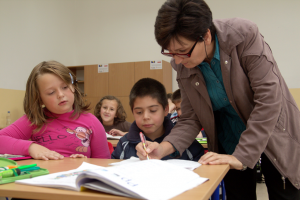 Children and teacher in classroom