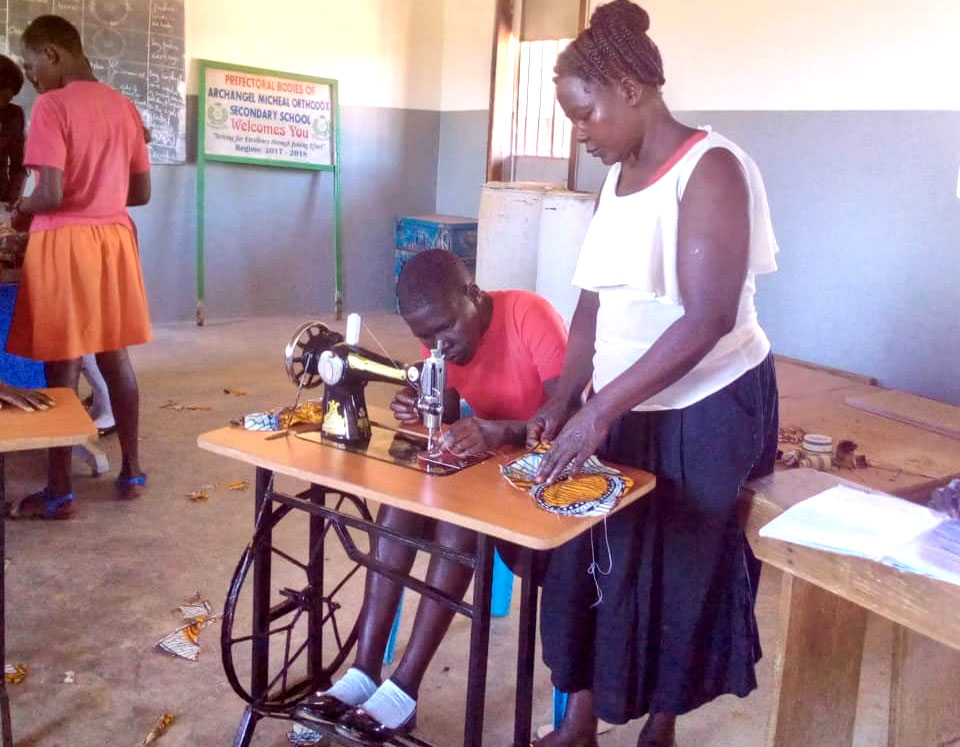 Children sewing